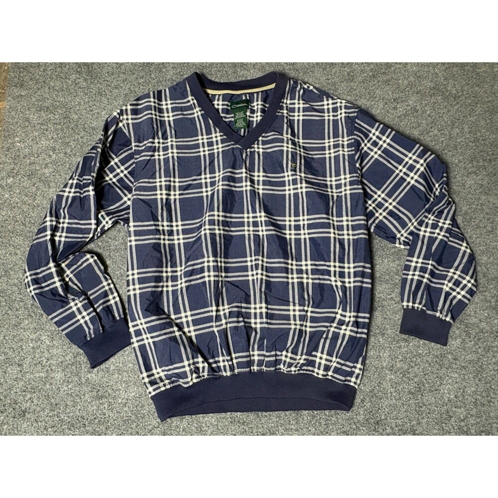 Catalina Windbreaker Golf Jacket Mens Large Blue Plaid Pull Over Vintage Y2K